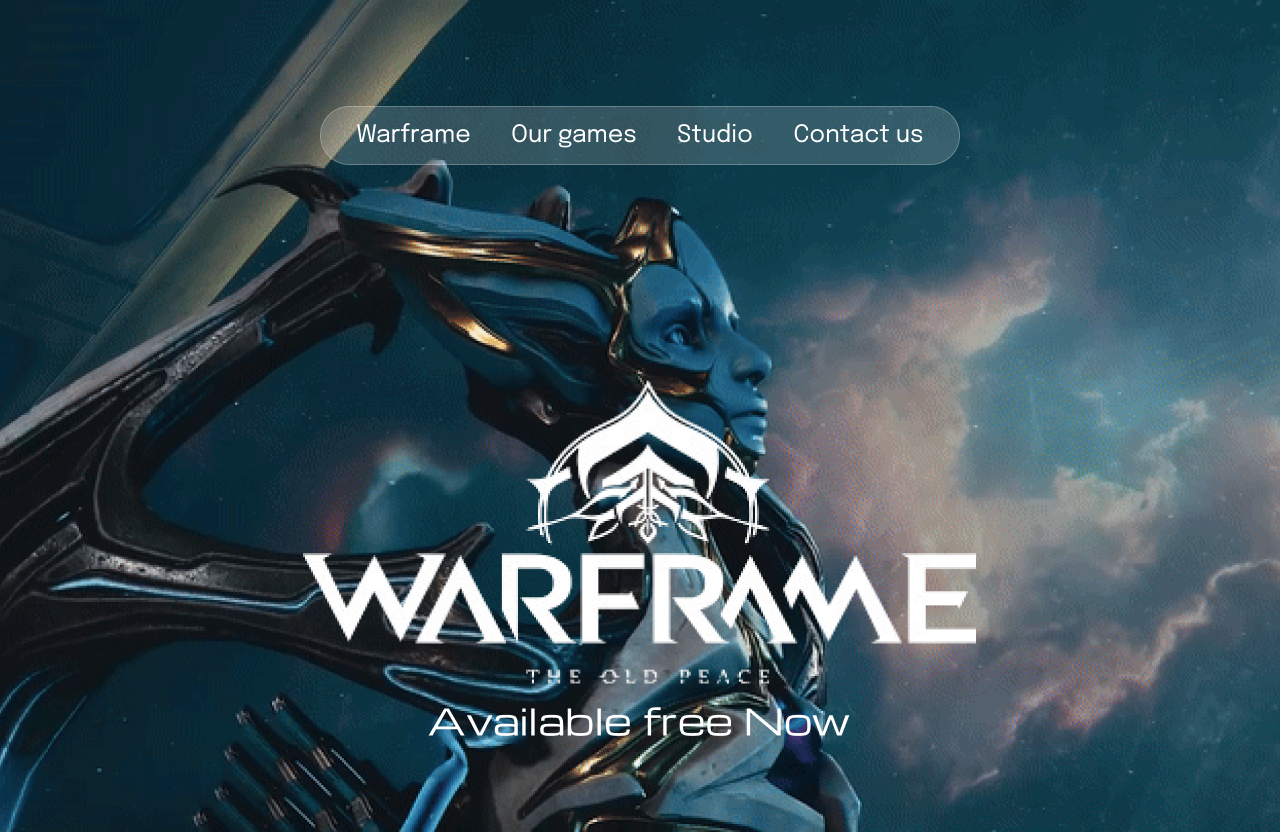 Maquette d'une hero section pour l'arrivée de la mise à jour du jeu vidéo Warframe : The Old Peace