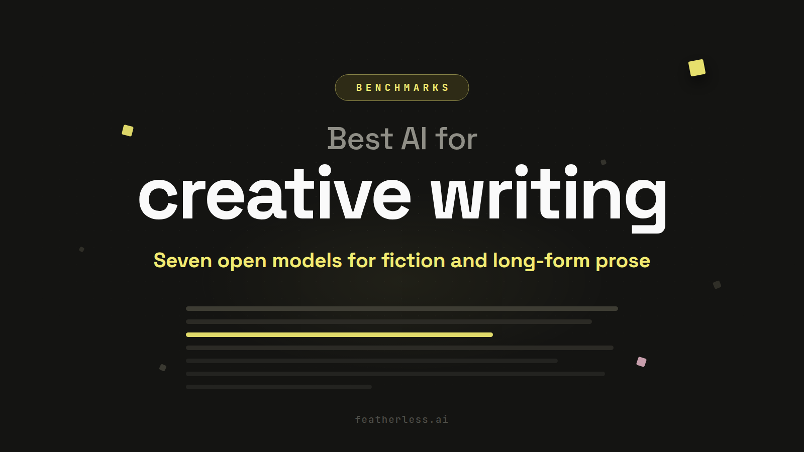 Featherless blog hero: Best AI for creative writing, seven open models for fiction and long-form prose