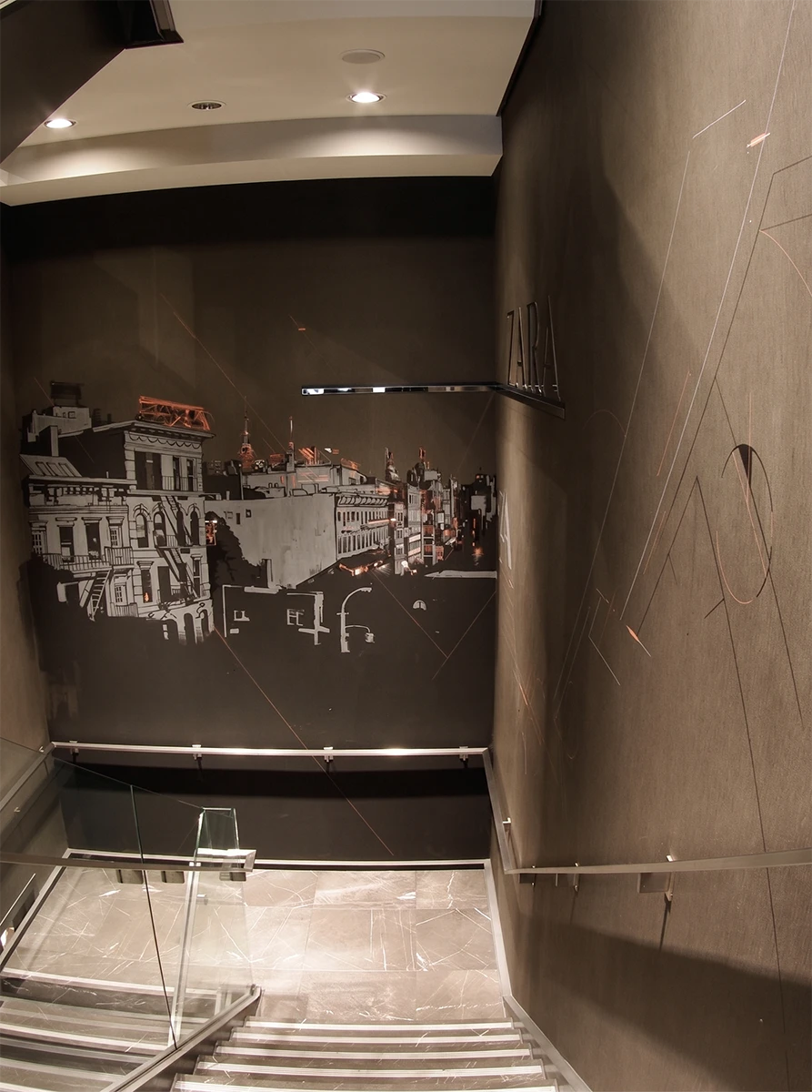 Pintura mural para Zara Tokyo ,New store Shibuya, 2011