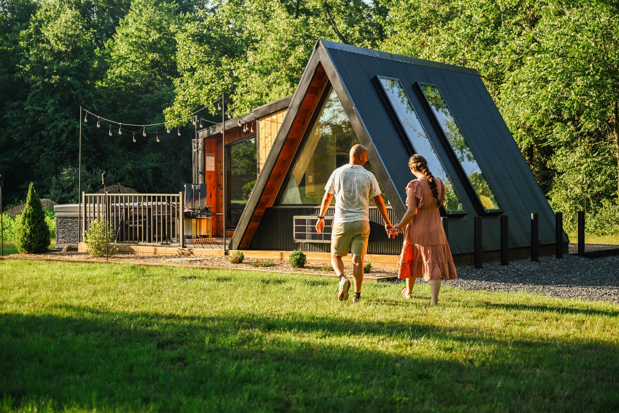 Custom-built a-frame glamping cabin built by CabinPro