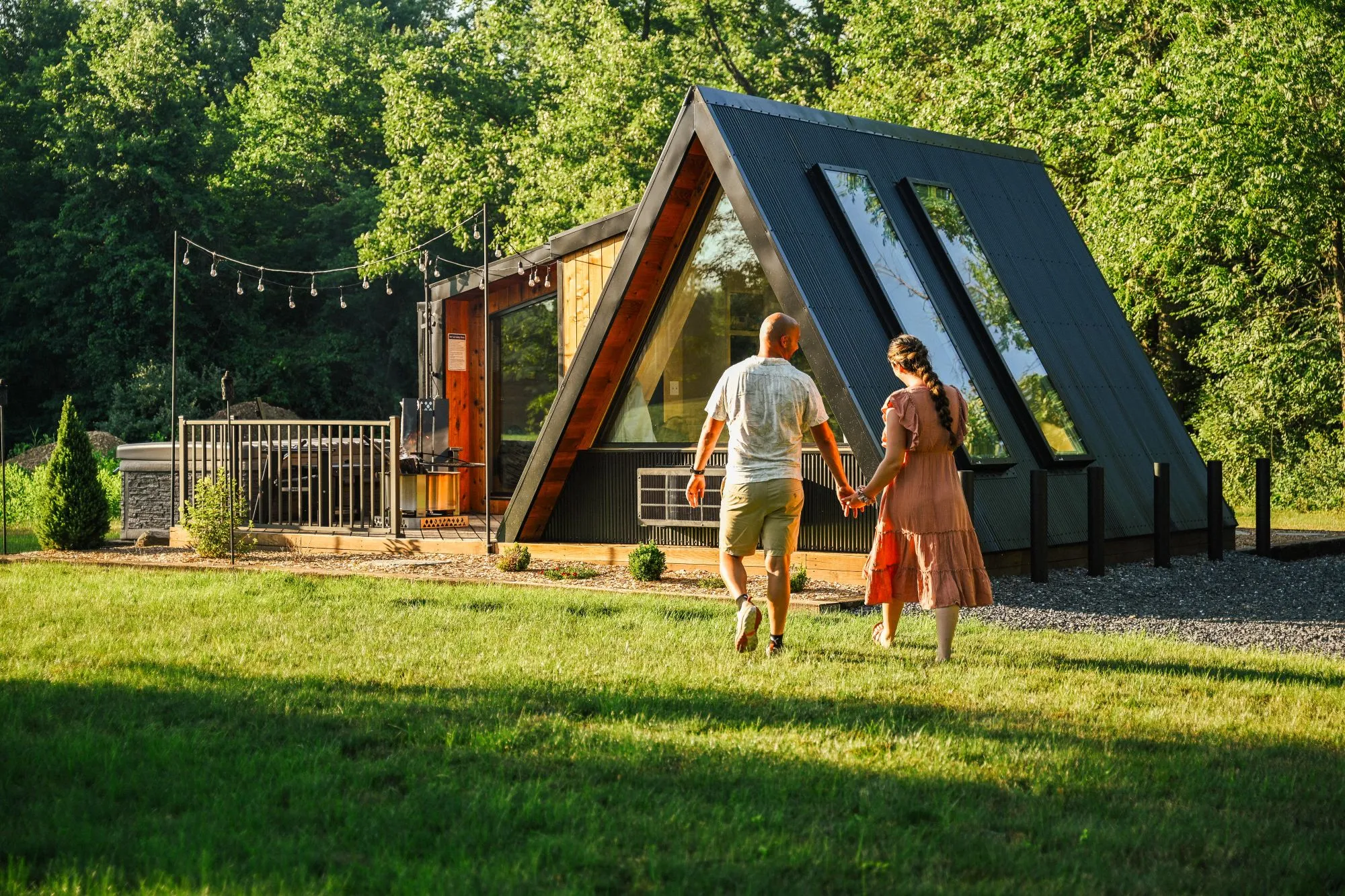 Custom-built a-frame glamping cabin built by CabinPro