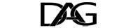 DAG logo in all black is a word mark with D, A, and G interwoven