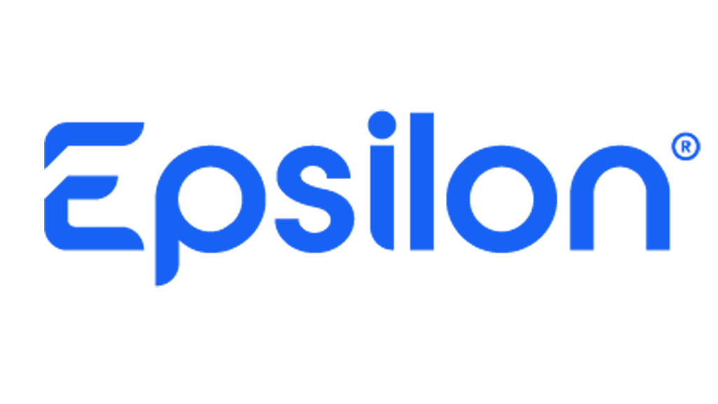 Epsilon logo in blue spelled out.