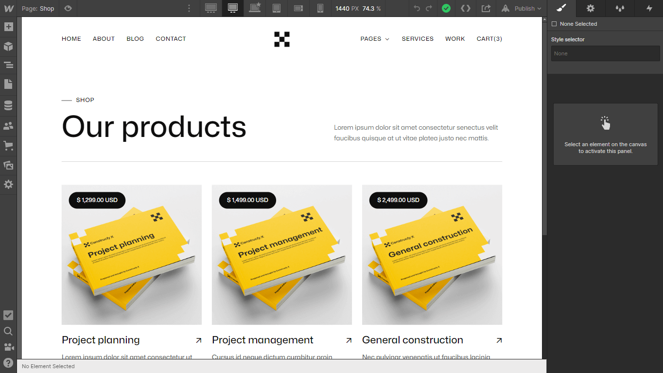 Ecommerce Content - Construcfy X Webflow Template