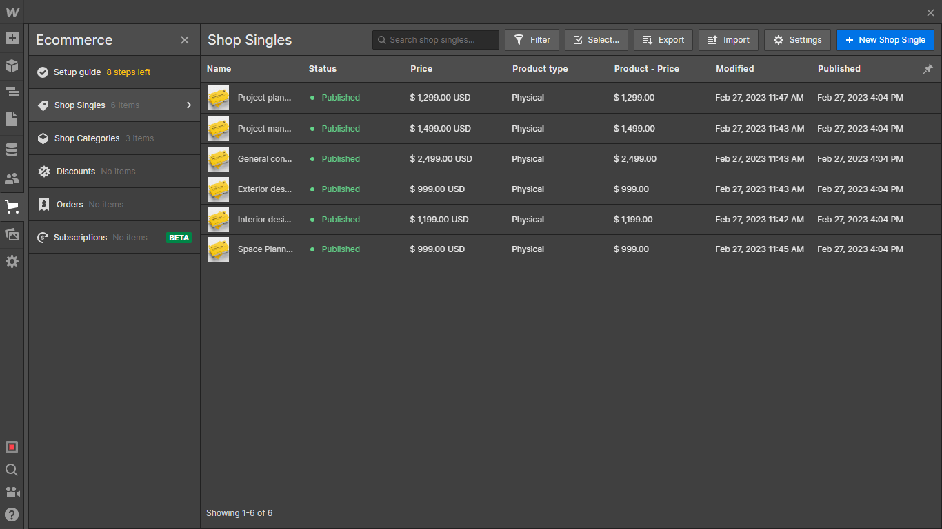Ecommerce Collection - Construcfy X Webflow Template