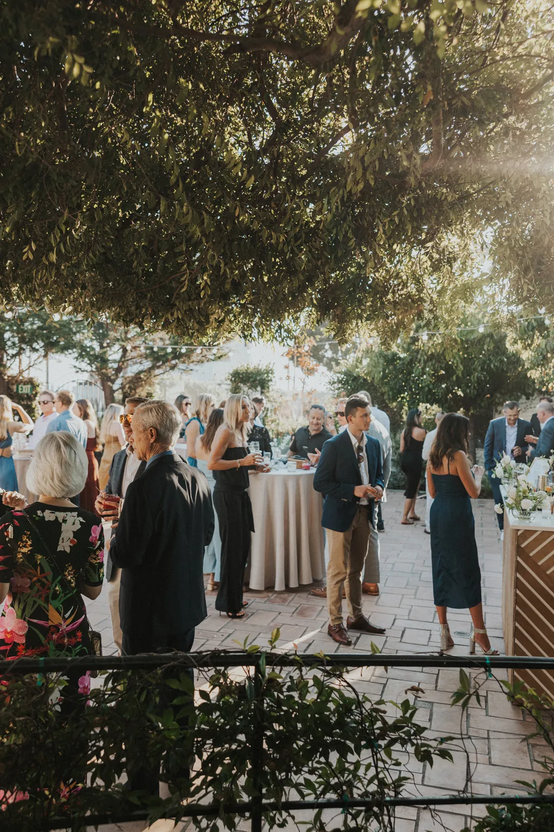 Guests enjoy cocktail hour outside at The Casino San Clemente.