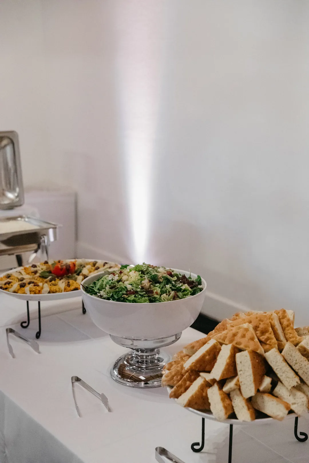Wedding buffet set out for guests.