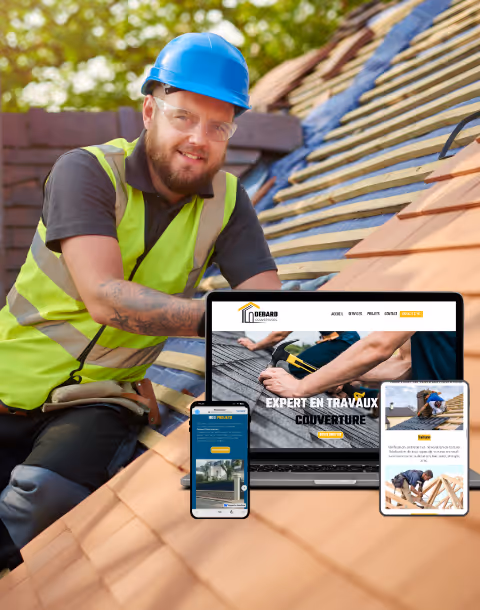 artisan couvreur travaillant sur un toit