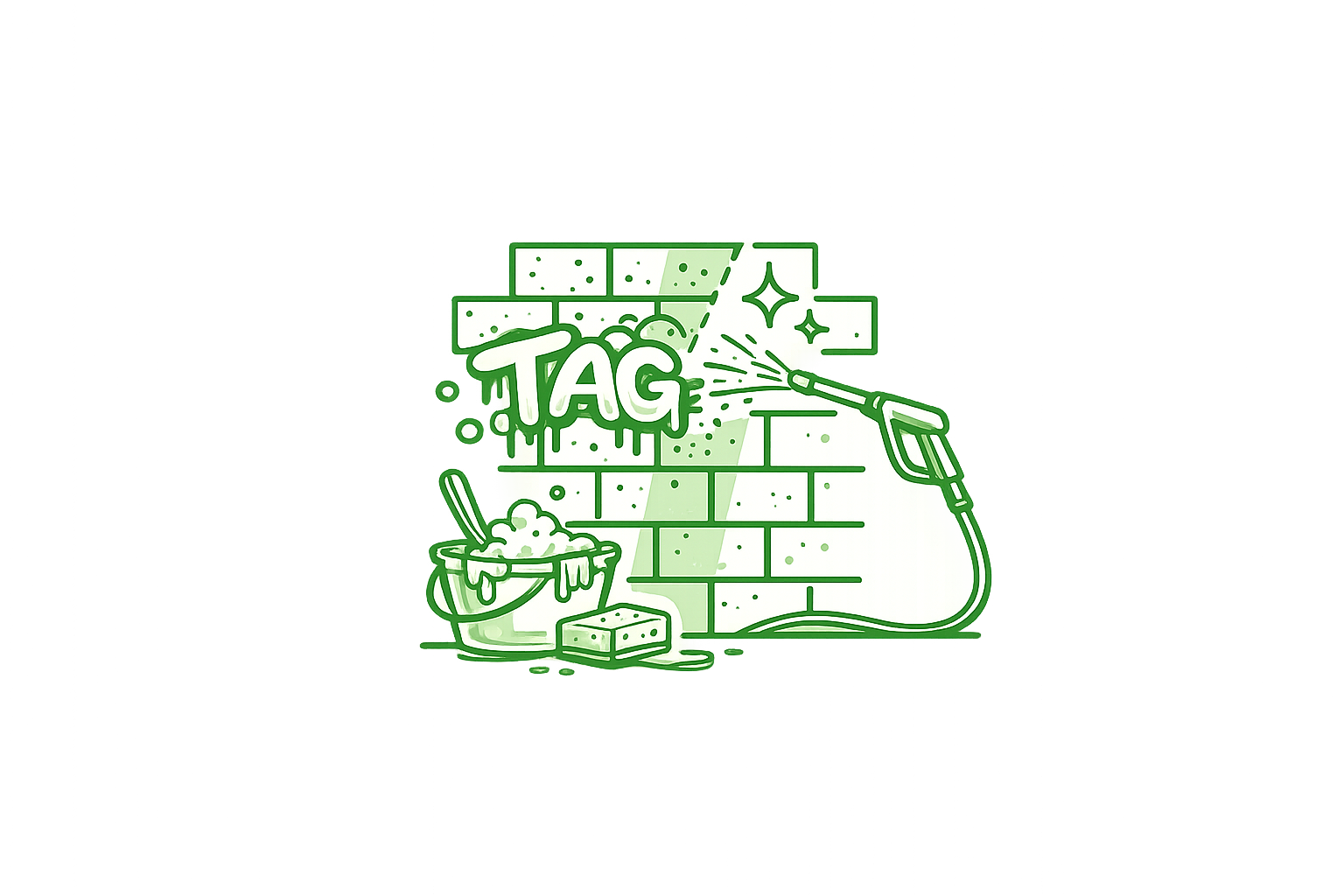 Facaderens med højtryksrenser fjerner alger fra murstensvæg