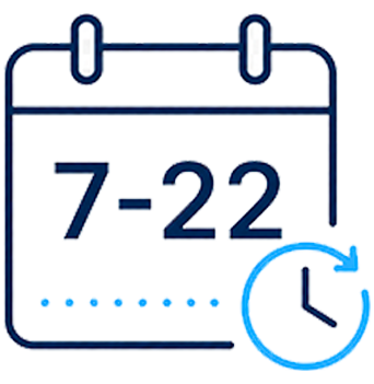 Icona calendario con orologio per le lezioni di inglese online disponibili dalle 14:00 alle 20:00