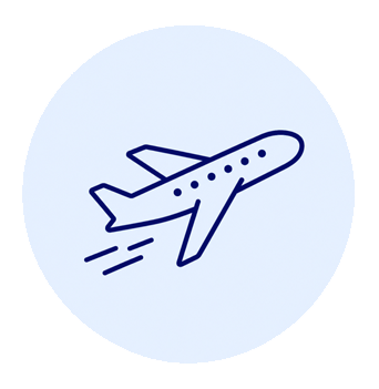 Icona aereo per un corso di inglese online utile in viaggio, hotel, ristoranti e conversazioni con stranieri