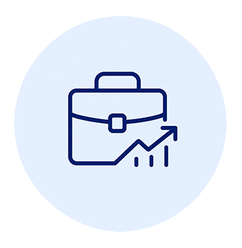 Icona valigetta per un corso di Business English dedicato a lavoro, riunioni, email e colloqui