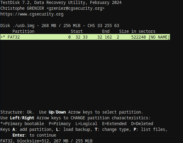 Testdisk Screenshot