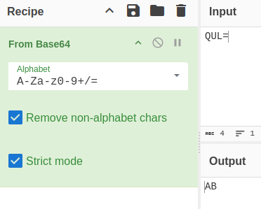 QUL= still decodes into AB