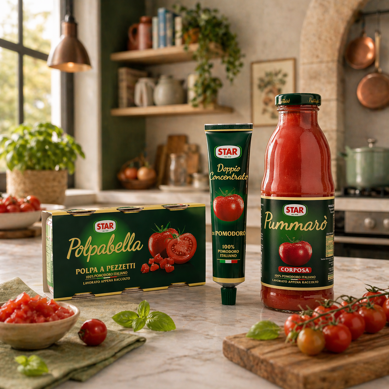 Wind turbine blades against a landscape.