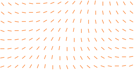 Orange dashed curved lines arranged in a wave pattern on a transparent background.