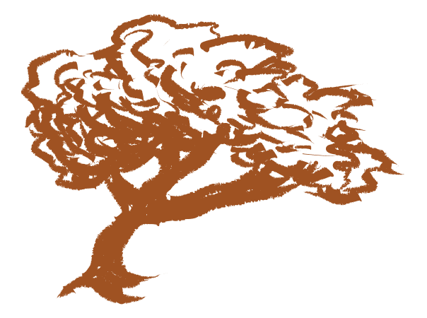 Hand-drawn illustration of a windswept tree, representing the Sustain program.
