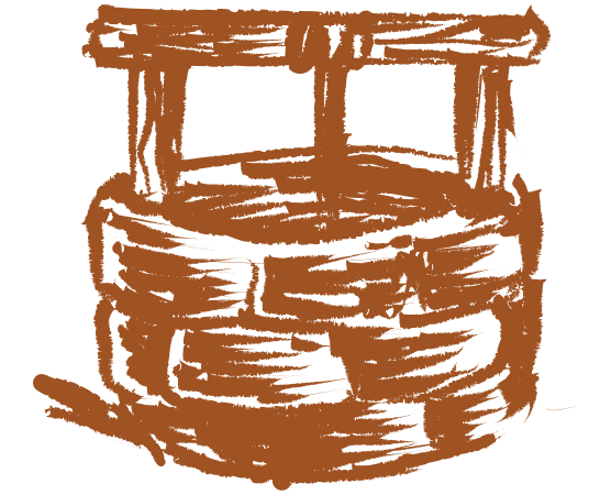 Hand-drawn illustration of a stone well, representing the Depth program.
