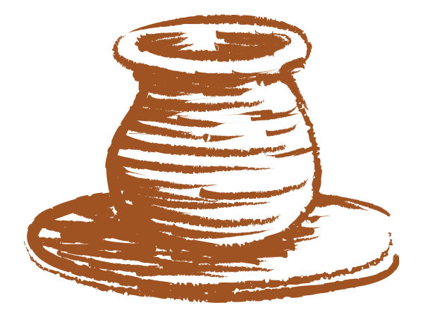 Hand-drawn illustration of a clay pot on a potter's wheel, representing the Formation program.