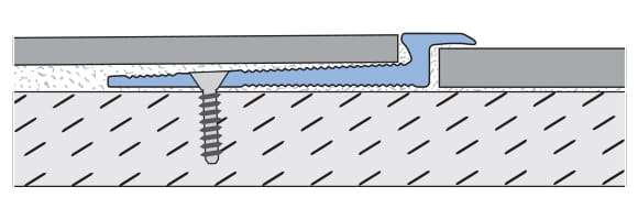 Technical cross-section diagram of the Küberit KT-E floor transition profile
