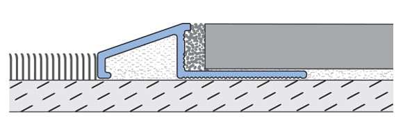 Technical cross-section diagram of the Küberit KR-H ramp / reducer profile