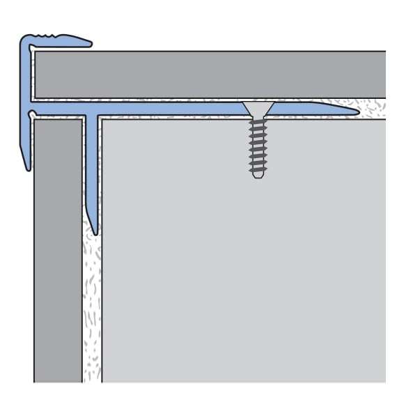 Technical cross-section diagram of the Küberit KS-E stair-nosing profile