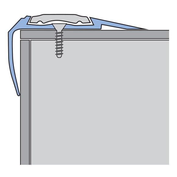 Technical cross-section diagram of the Küberit KS-F stair-nosing profile