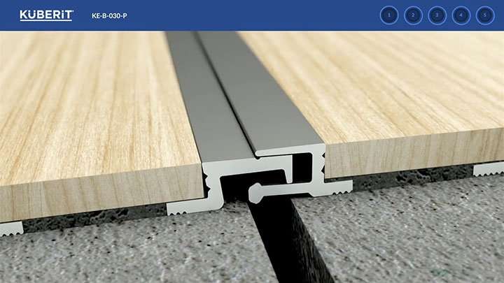 Technical cross-section diagram of the Küberit KE-B expansion joint profile