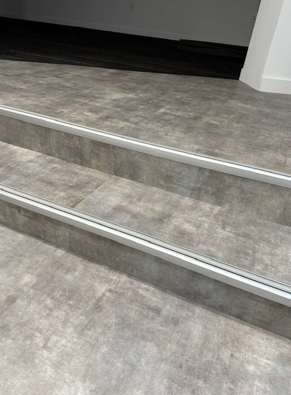 Küberit stair nosing installed on interior stairs