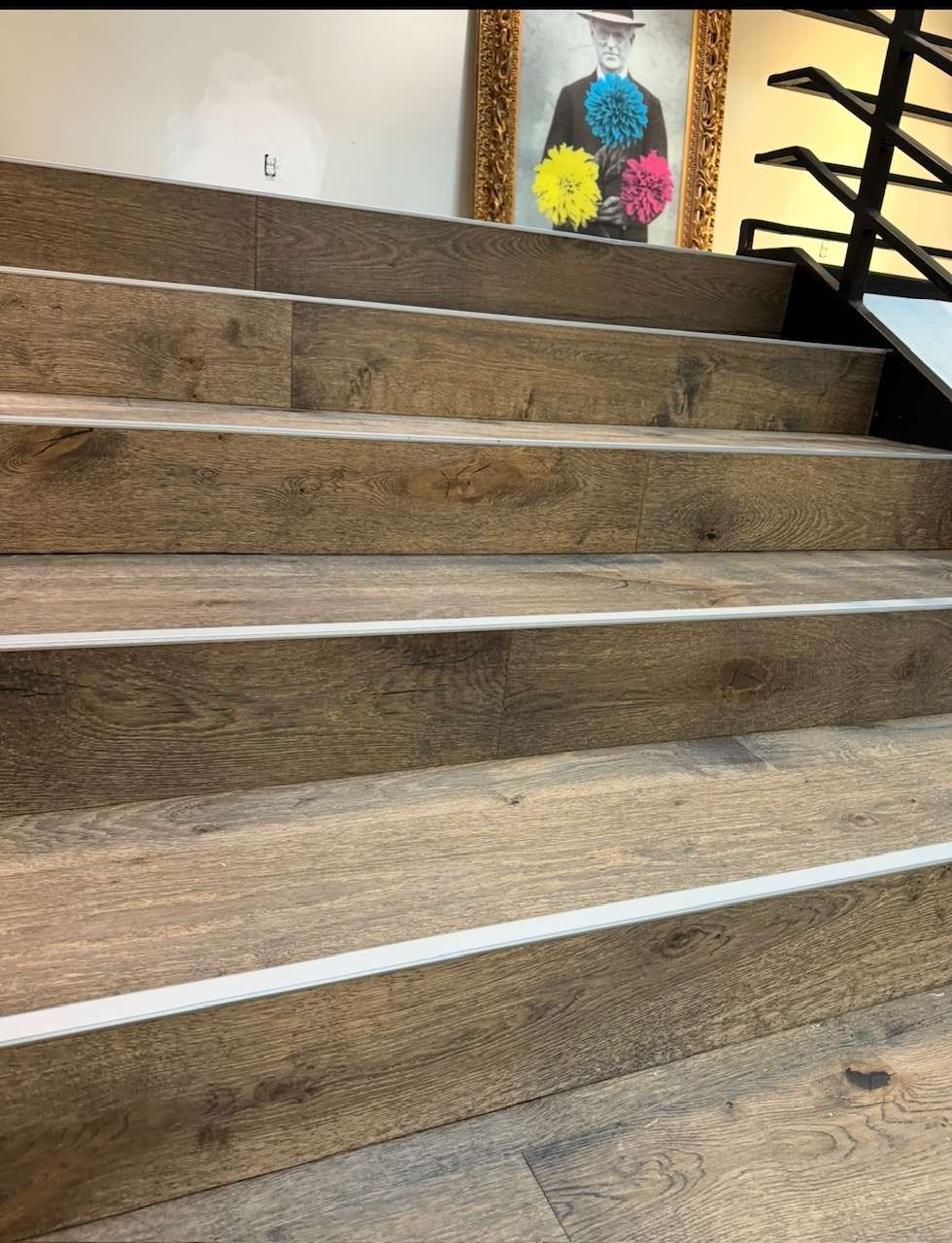 Küberit stair edge protection installed by LA Hollar