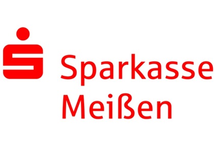 Logo der Sparkasse Meißen mit rotem Symbol und Schriftzug.