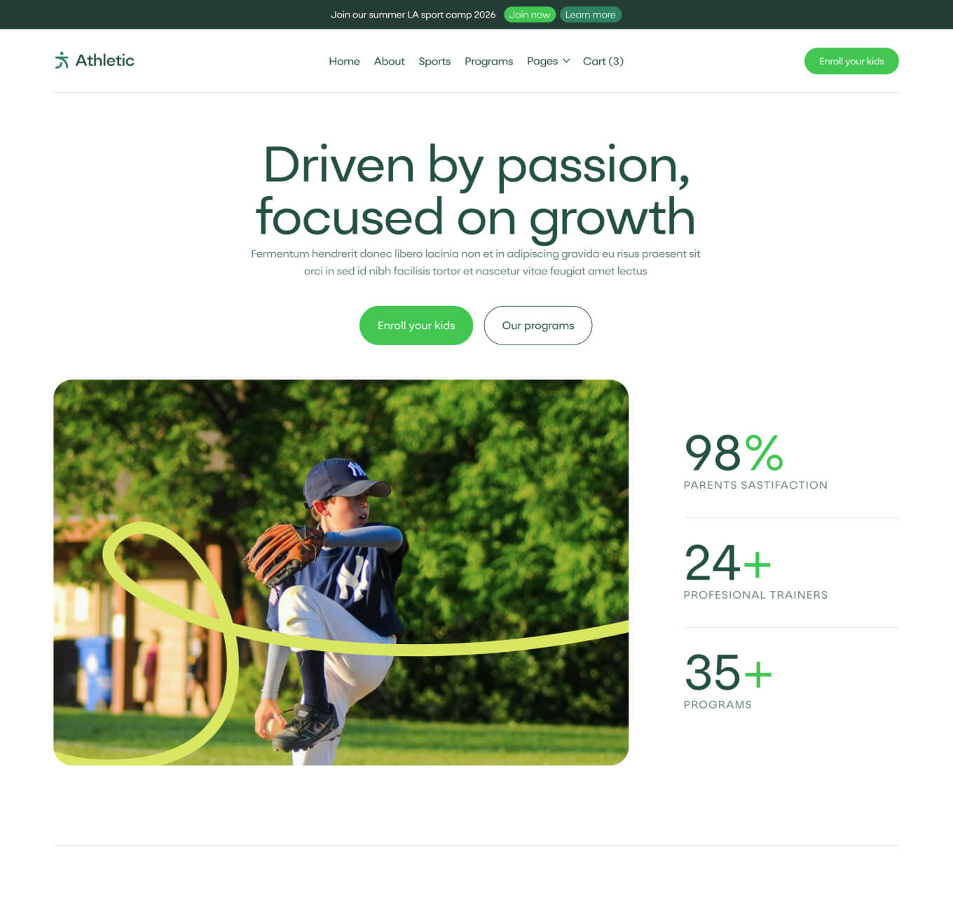 Athletic - About Page - Sports Academy Webflow Template