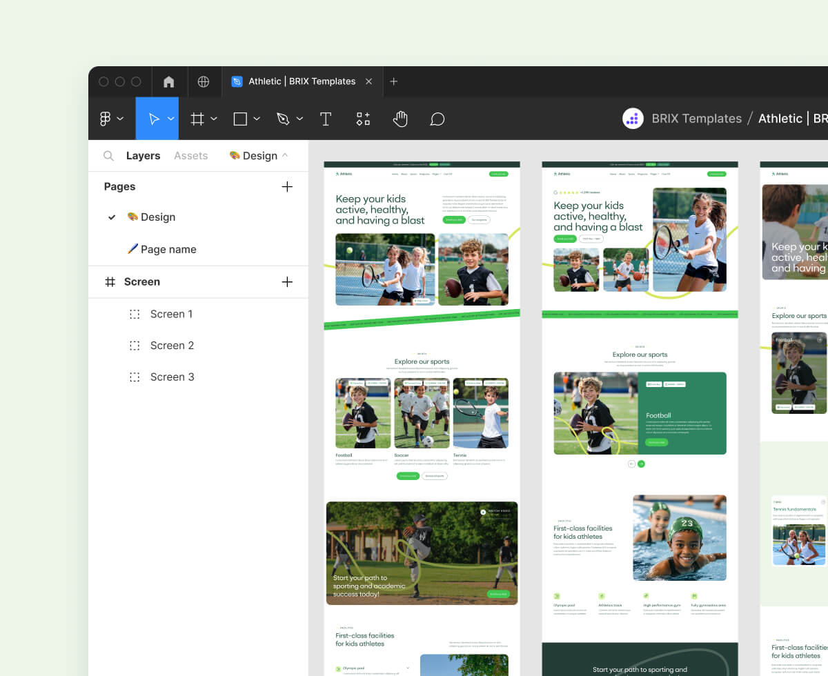 Athletic - Figma File Included - Sports Academy Webflow Template