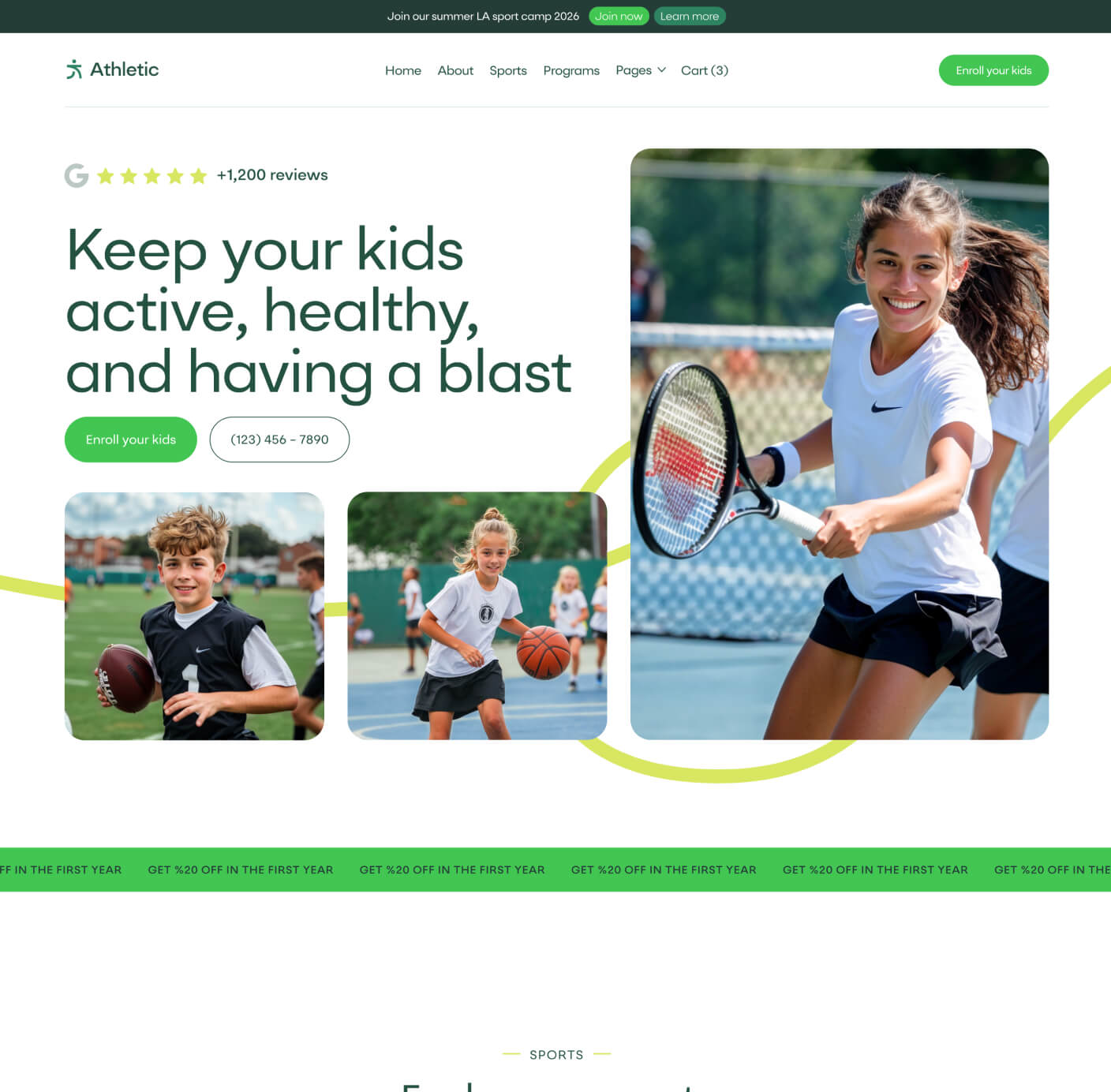 Athletic - Home V2 Page - Sports Academy Webflow Template