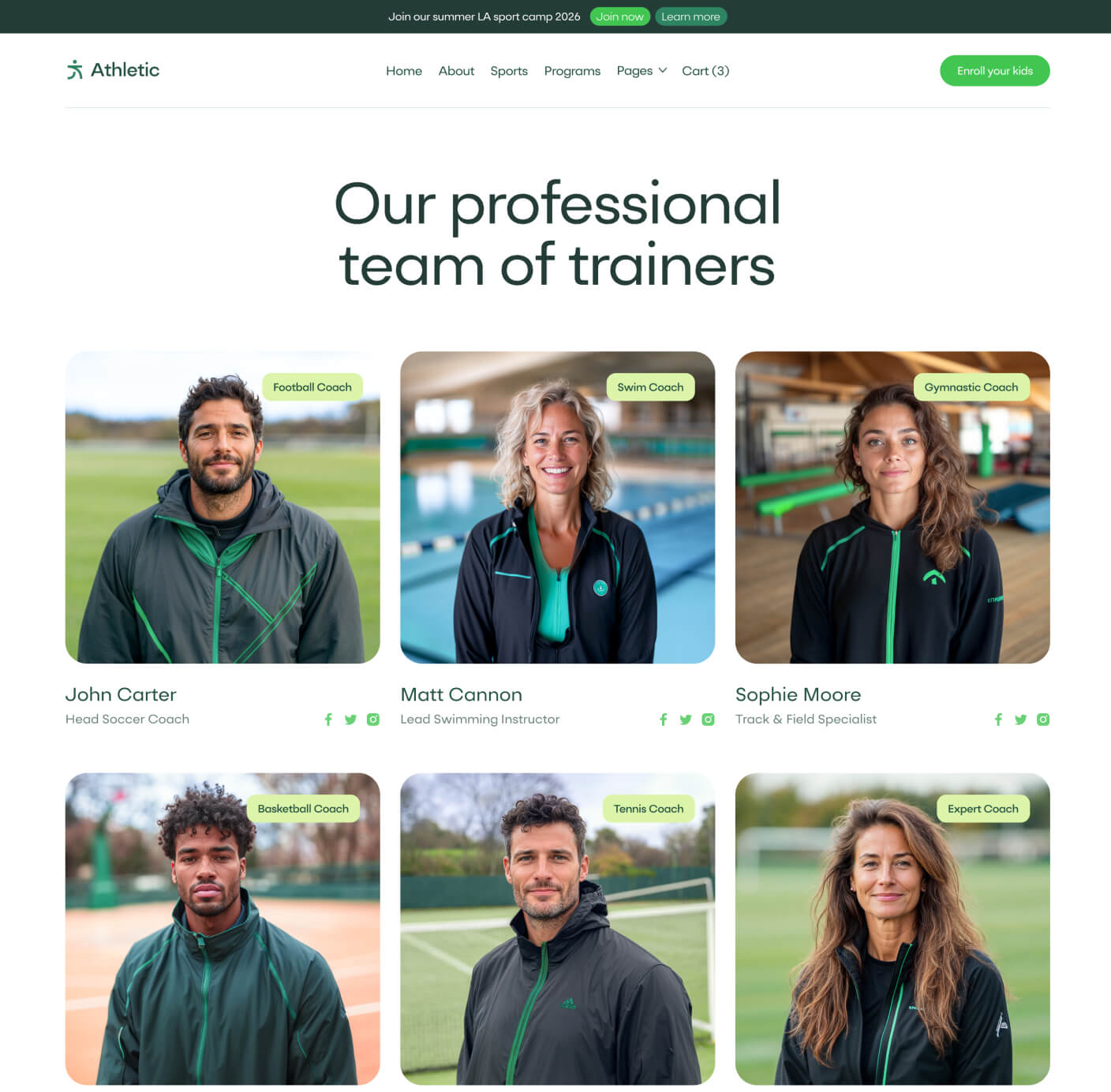 Athletic - Trainers Page - Sports Academy Webflow Template
