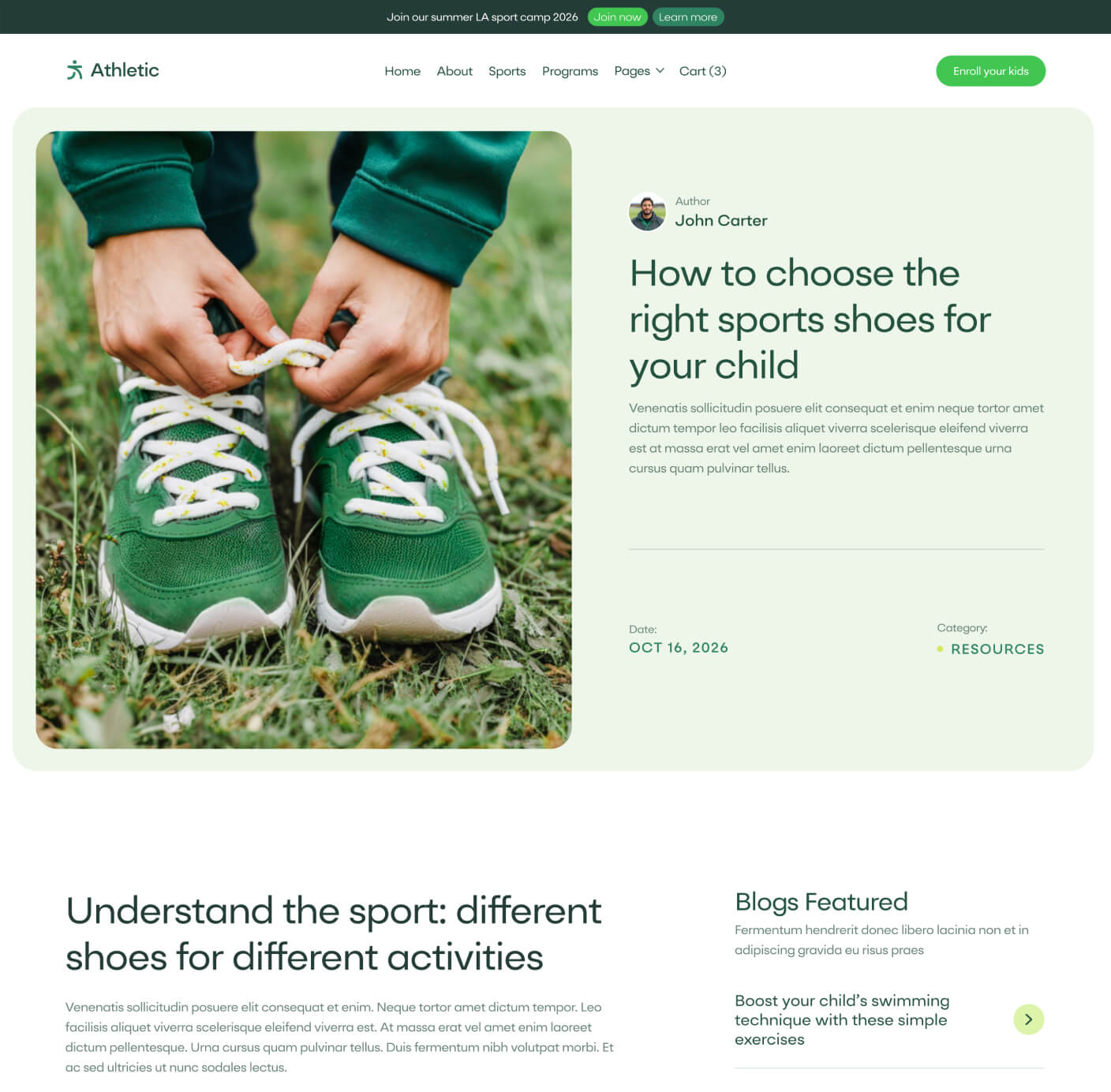 Athletic - Blog Post Page - Sports Academy Webflow Template