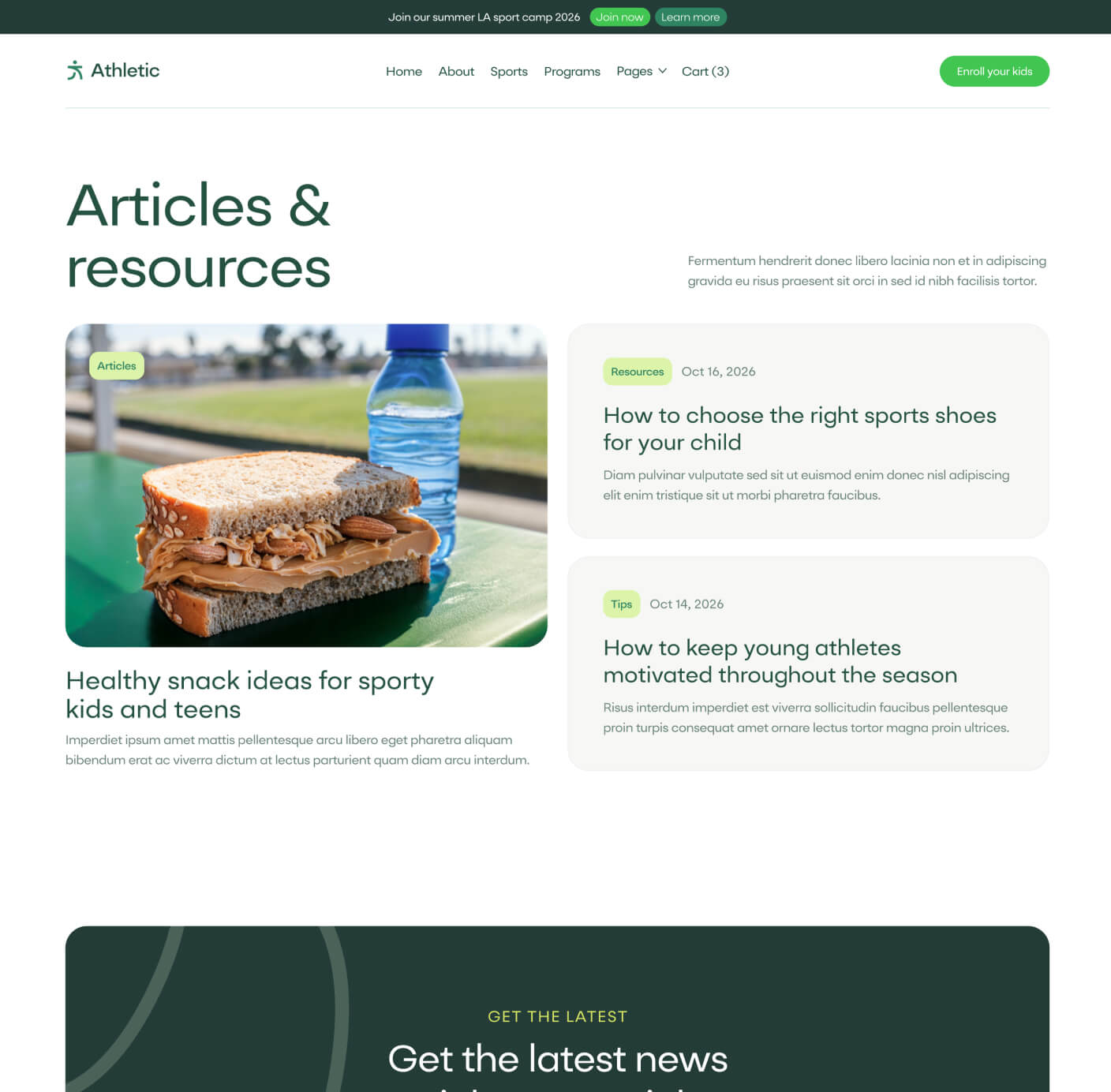 Athletic - Blog V3 Page - Sports Academy Webflow Template