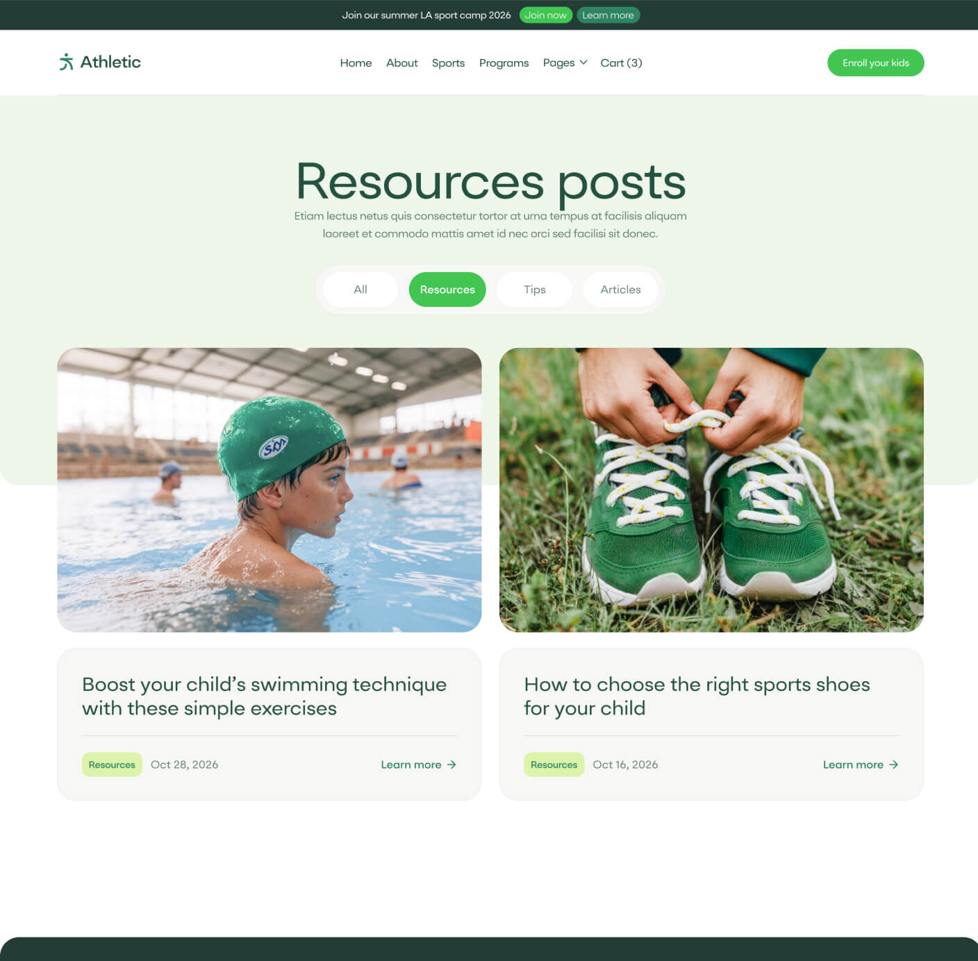 Athletic - Blog Category Page - Sports Academy Webflow Template