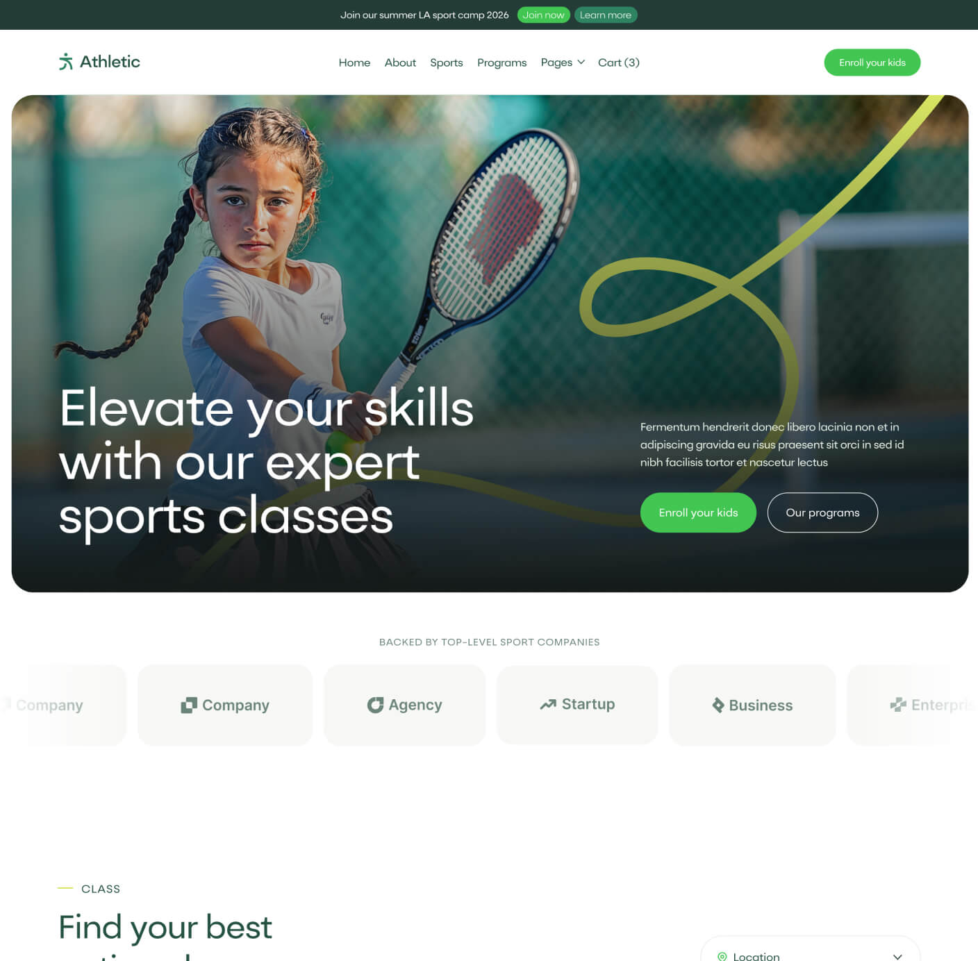 Athletic - Classes Page - Sports Academy Webflow Template