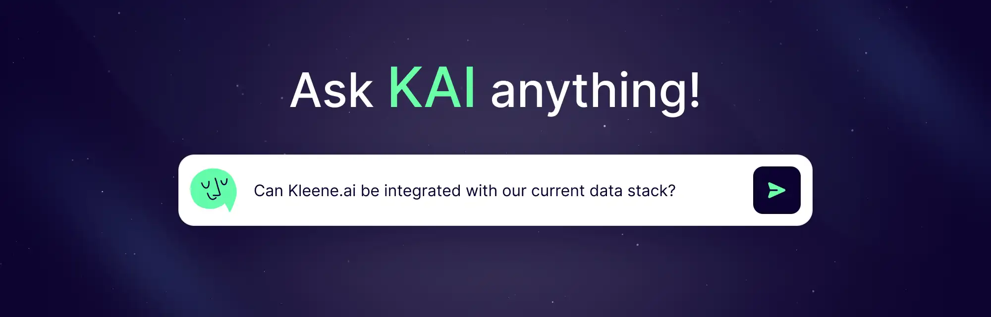 Ask KAI anything chatbot interface with sample question about data integration