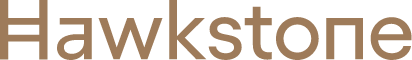 Hawkstone logo in brown serif typeface with clean, modern design