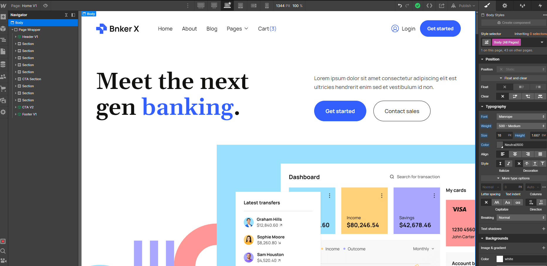 Typography - Bnker X Webflow Template