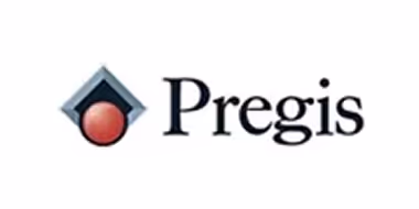 Pregis company logo with a diamond shape and red circle symbol.