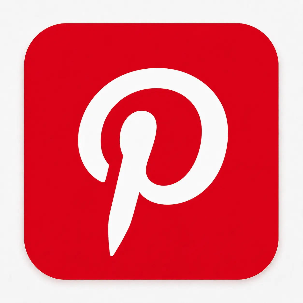 Pinterest logo, a stylized white letter P on a red rounded square background.