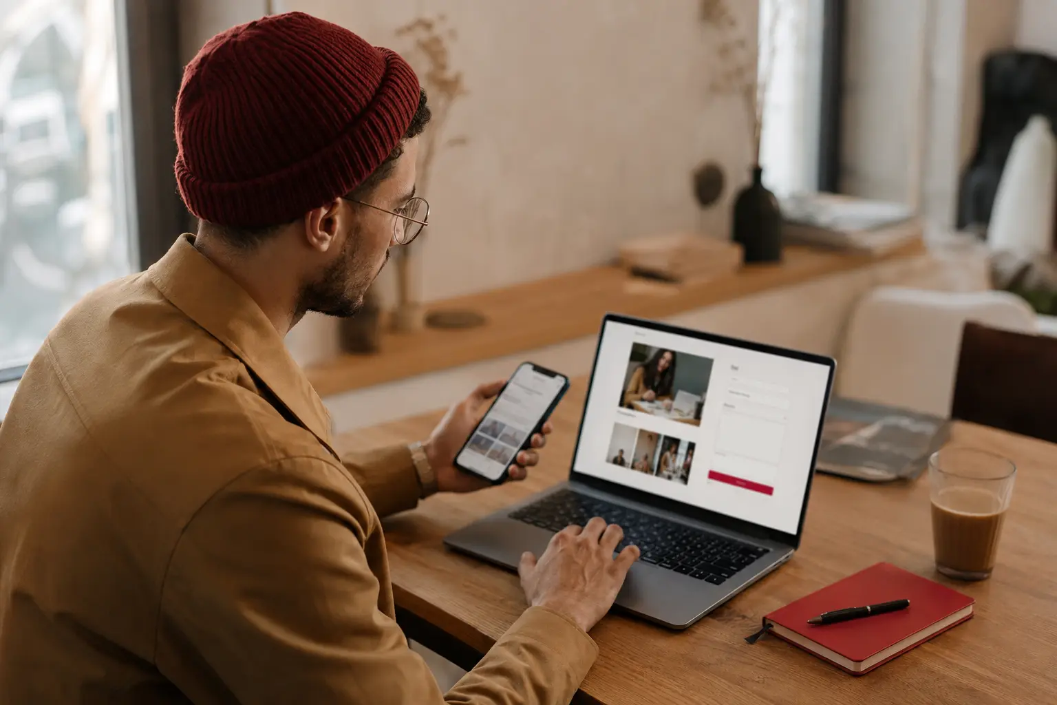 Customer comparing a mobile search with a relevant landing page and conversion form.