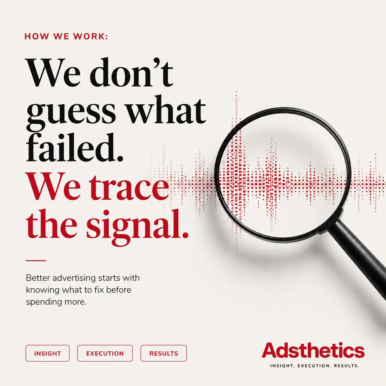 Adsthetics cover reading We don’t guess what failed. We trace the signal.