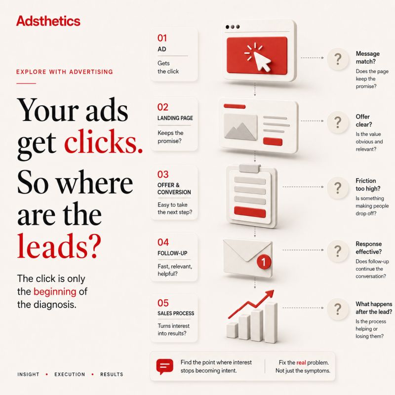 Paid ads attracting clicks while the conversion path produces no leads