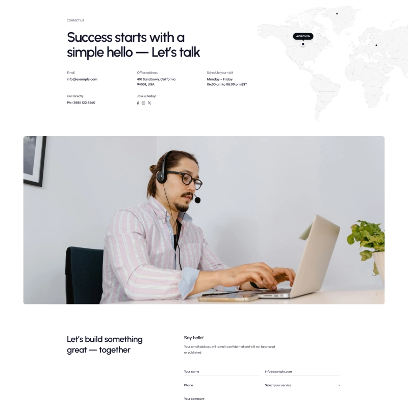 Adroven-landing-contact-one