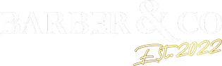 Logo text reading 'BARBER & CO' with handwritten style 'Est. 2022' beneath it.