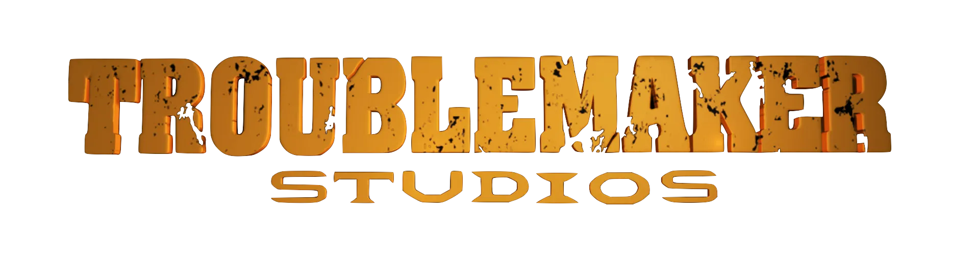Troublemaker Studios logo — the text TROUBLEMAKER in large, distressed orange letters above STUDIOS in smaller orange letters on a black background.